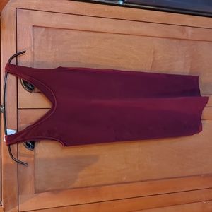 New M. Rena Long Reversible V-Neck Scoop Neck Burgundy Red Tank One Size